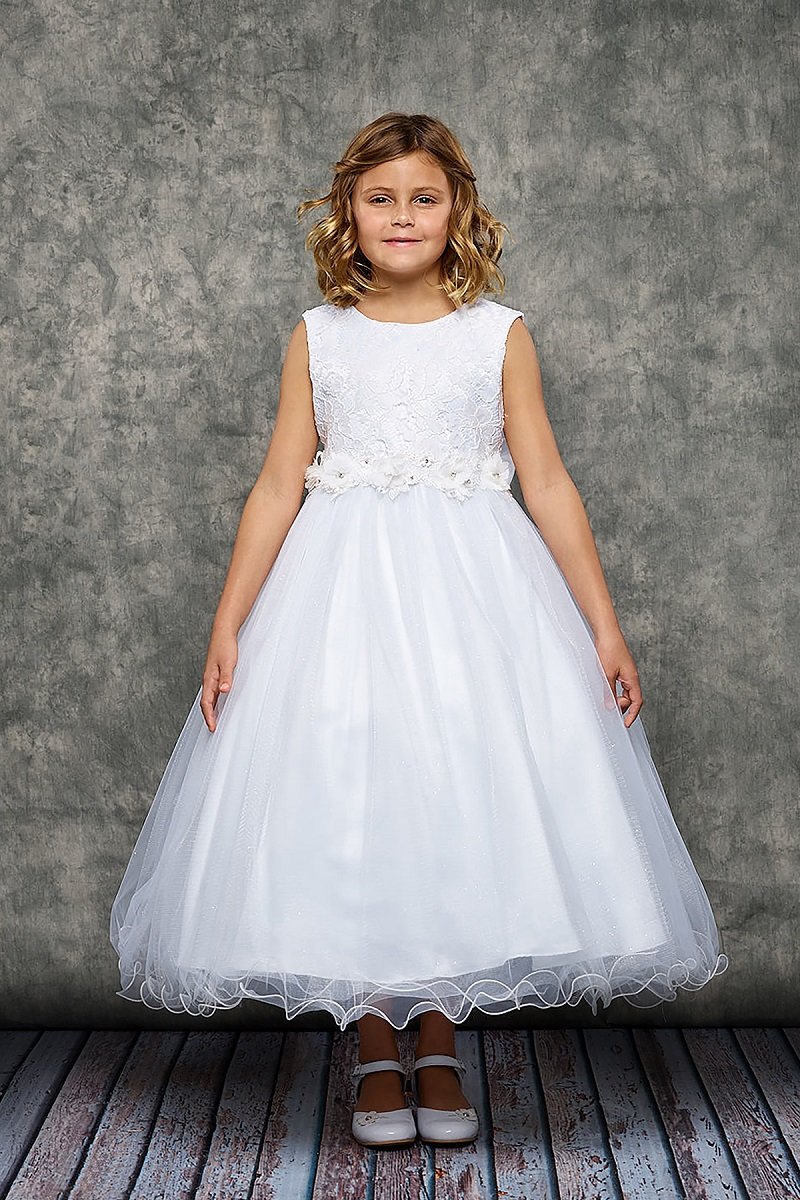 Lace Glitter Tulle Girls Dress 10 / Ivory Lace Glitter Tulle Girls Dress 10 / Ivory