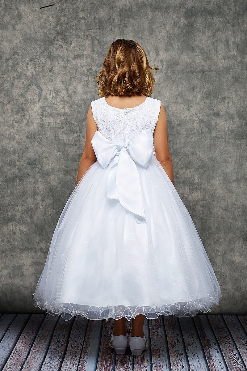 Lace Glitter Tulle Girls Dress 10 / Ivory Lace Glitter Tulle Girls Dress 10 / Ivory