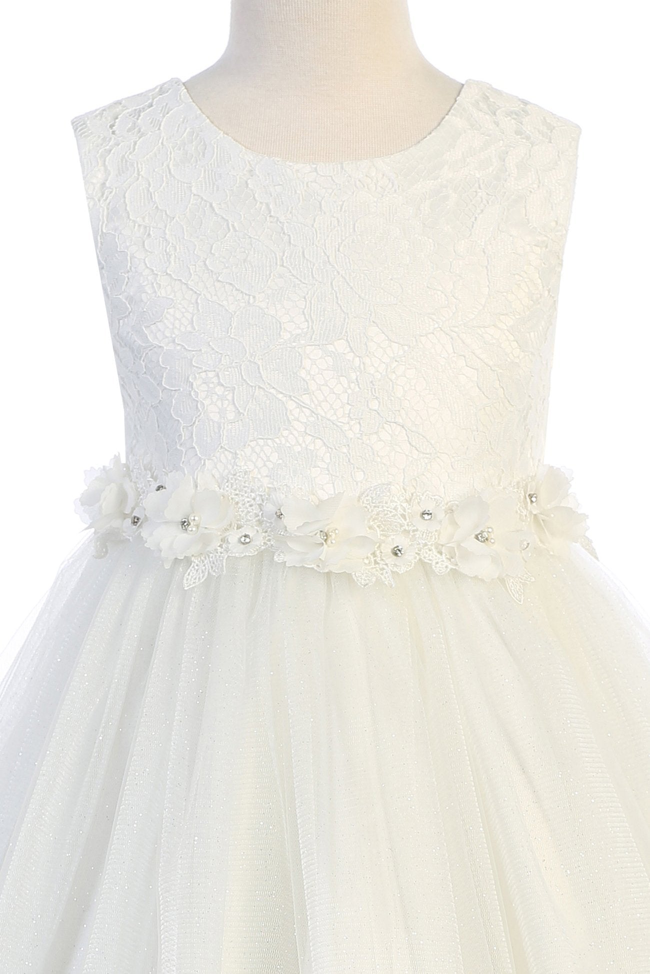 Lace Glitter Tulle Girls Dress 10 / Ivory Lace Glitter Tulle Girls Dress 10 / Ivory