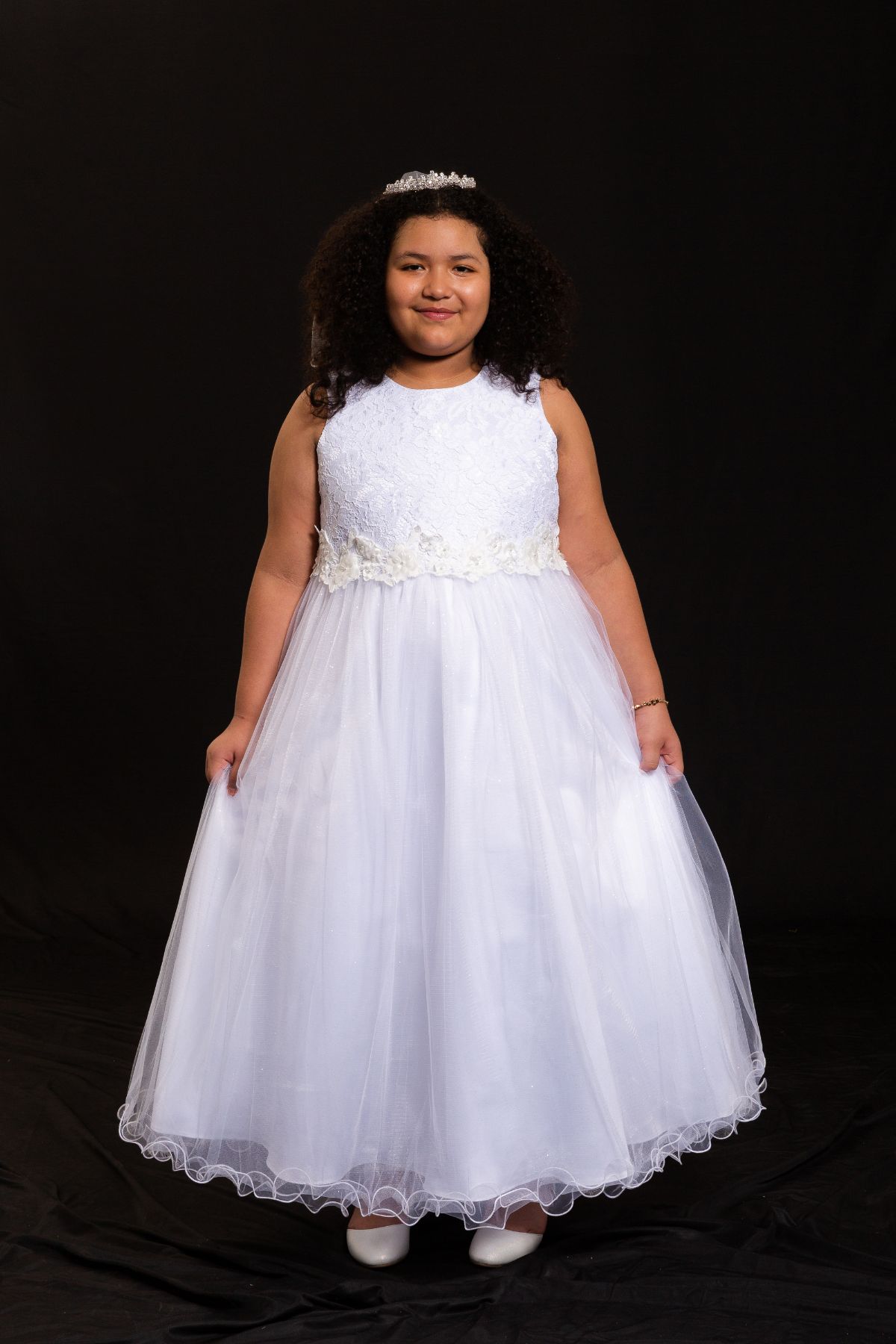 Lace Glitter Tulle Girls Plus Size Dress 20.5 / Ivory Lace Glitter Tulle Girls Plus Size Dress 20.5 / Ivory