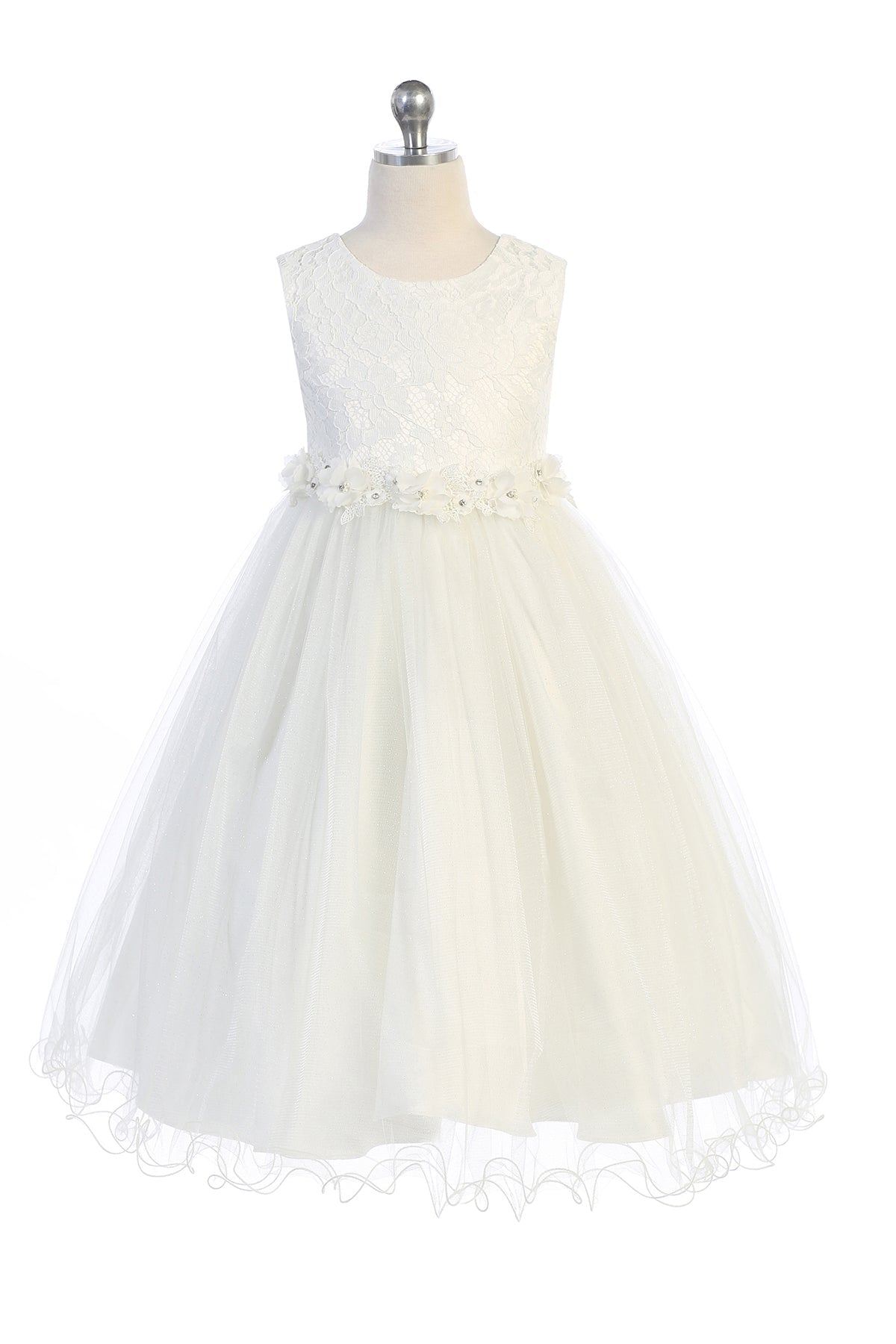 Lace Glitter Tulle Girls Plus Size Dress 20.5 / Ivory Lace Glitter Tulle Girls Plus Size Dress 20.5 / Ivory