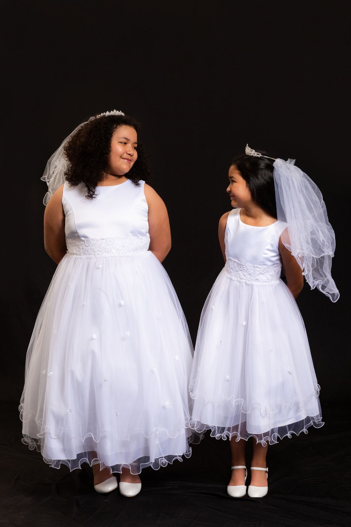 Lace Trim Long Tulle Plus Size Girl Dress 20.5 / Ivory Lace Trim Long Tulle Plus Size Girl Dress 20.5 / Ivory