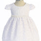 Dress - Lace V Back Bow Baby Dress W/ Thick Pearl Trim