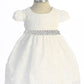 Dress - Lace V Back Bow Baby Dress W/ Thick Rhinestone Trim