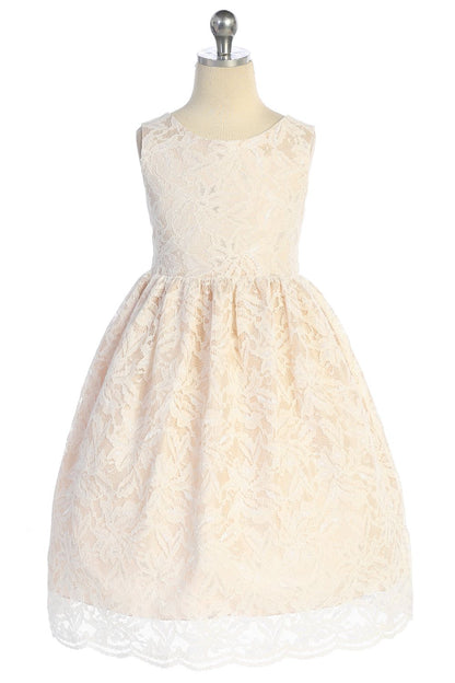 Dress - Lace V Back Bow Dress