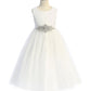 Dress - Long Lace Illusion Dress W/ Diamond Shape Rhinestone Trim