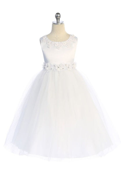 Dress - Luxurious Princess Ballgown Dress W/ Floral Trim
