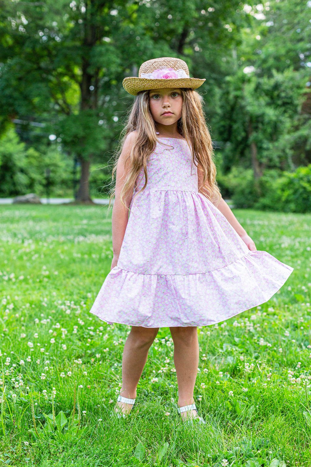Dress - Pink Daisy Cotton Shoulder Tie Dress