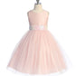 Dress - Pink Iridescent Sequin Back V Bow Dress
