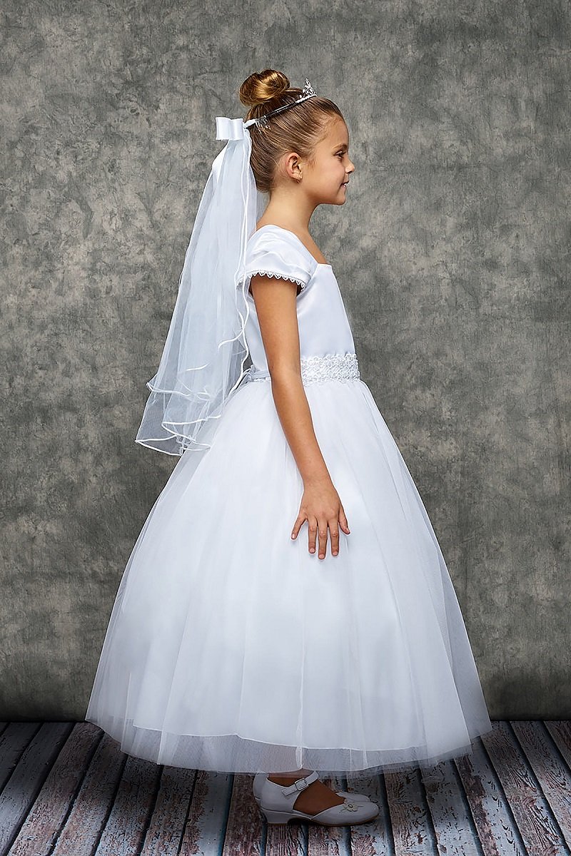 *Preorder* Pleated Capped Sleeve Long Girls Dress 8 / Ivory *Preorder* Pleated Capped Sleeve Long Girls Dress 8 / Ivory