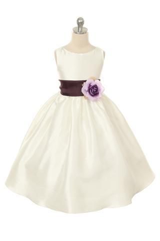 Dress - Poly Silk Organza Sash Girl Dress (Ivory Dress)