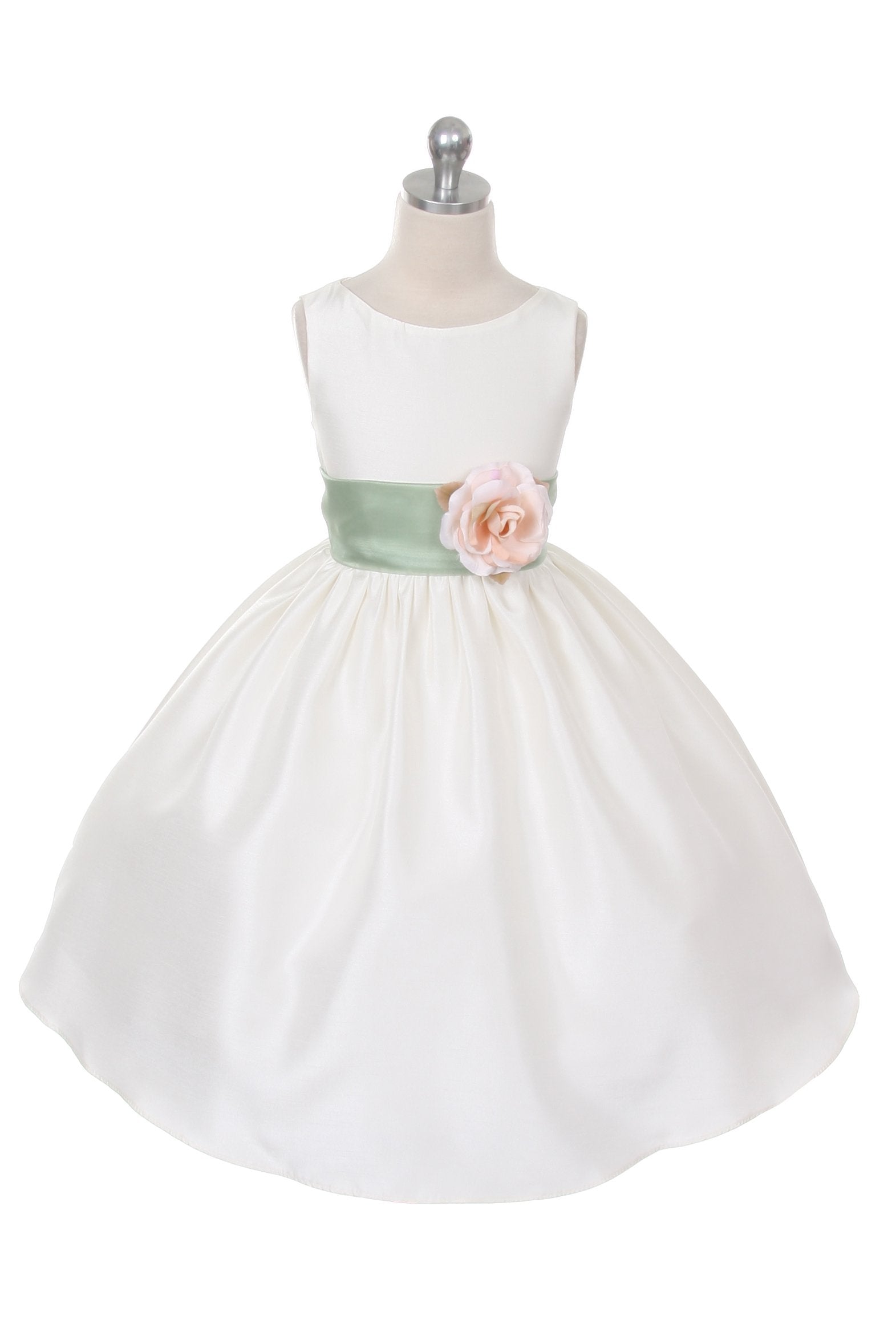 Dress - Poly Silk Organza Sash Girl Dress (Ivory Dress)