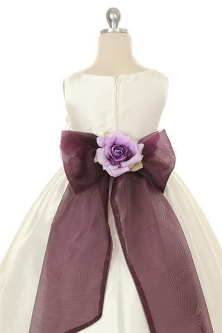 Dress - Poly Silk Organza Sash Girl Dress (Ivory Dress)