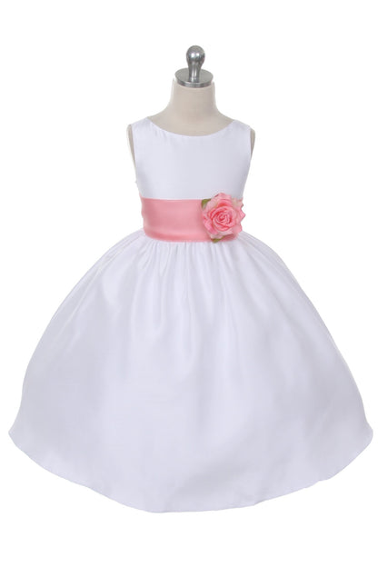 Dress - Poly Silk Organza Sash Girl Dress (Ivory Dress)