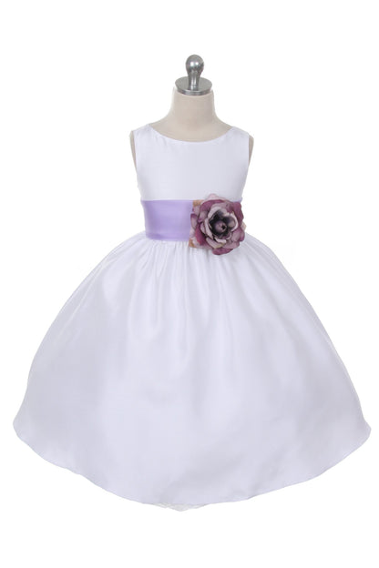 Dress - Poly Silk Organza Sash Girl Dress (Ivory Dress)