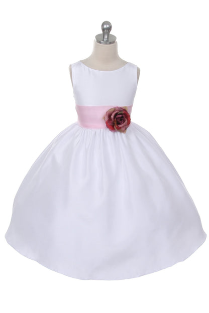 Dress - Poly Silk Organza Sash Girl Dress (Ivory Dress)