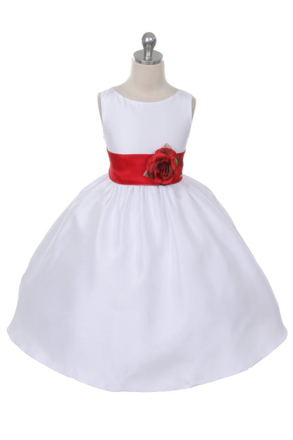 Dress - Poly Silk Organza Sash Girl Dress (Ivory Dress)