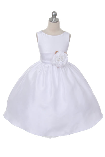 Dress - Poly Silk Organza Sash Girl Dress (Ivory Dress)