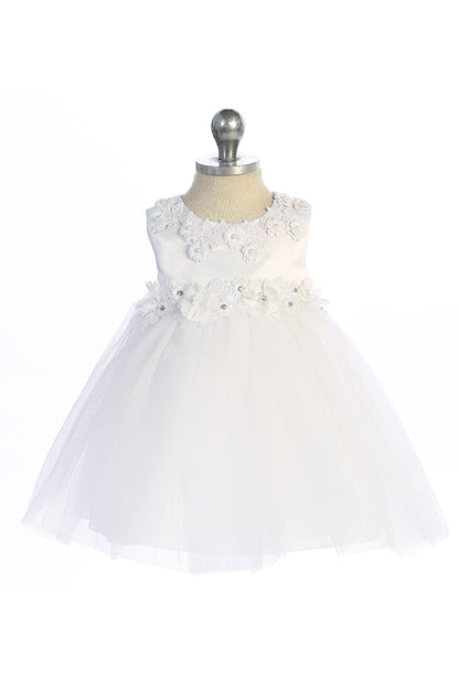 Dress - Princess Ballgown Baby Dress W/ Floral Trim