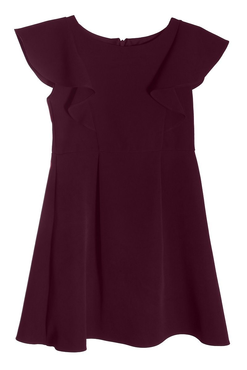 Princess Line Ruffle Girls Dress 4 / Eggplant Princess Line Ruffle Girls Dress 4 / Eggplant