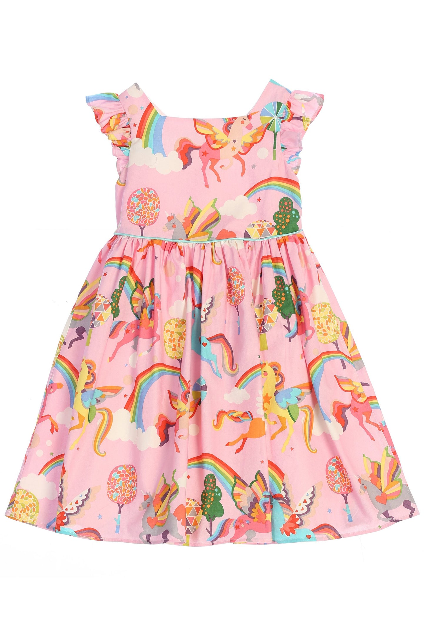 Dress - Rainbow Unicorn Girl Dress- Pink