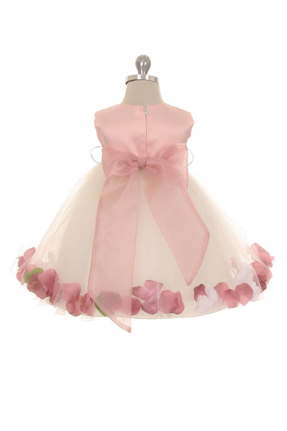 Dress - Rose Top Satin Flower Petal Baby Dress With Organza Sash