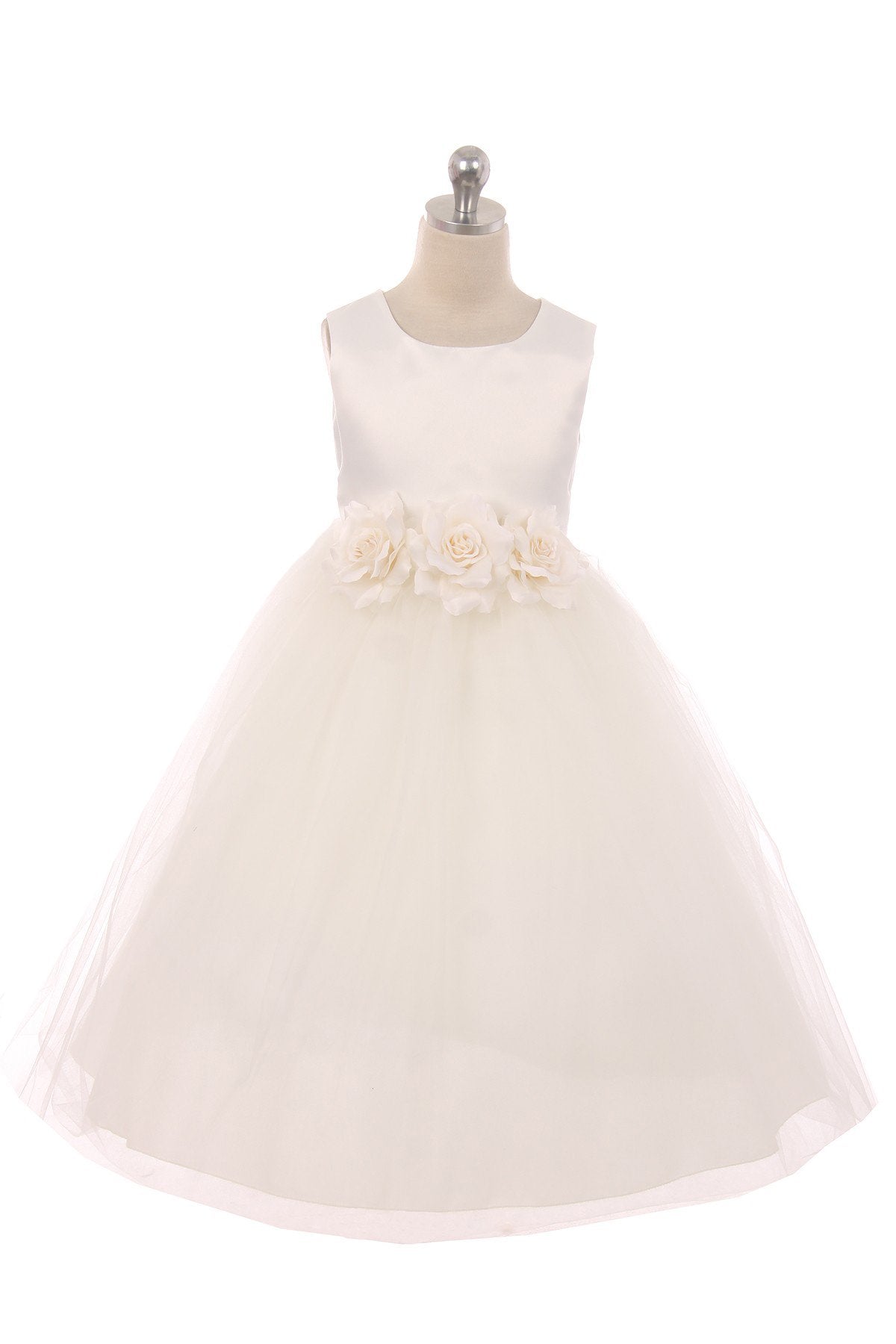 Ivory Satin & Tulle 3 Flower Girls Dress 12 / Ivory / Ivory Ivory Satin & Tulle 3 Flower Girls Dress 12 / Ivory / Ivory
