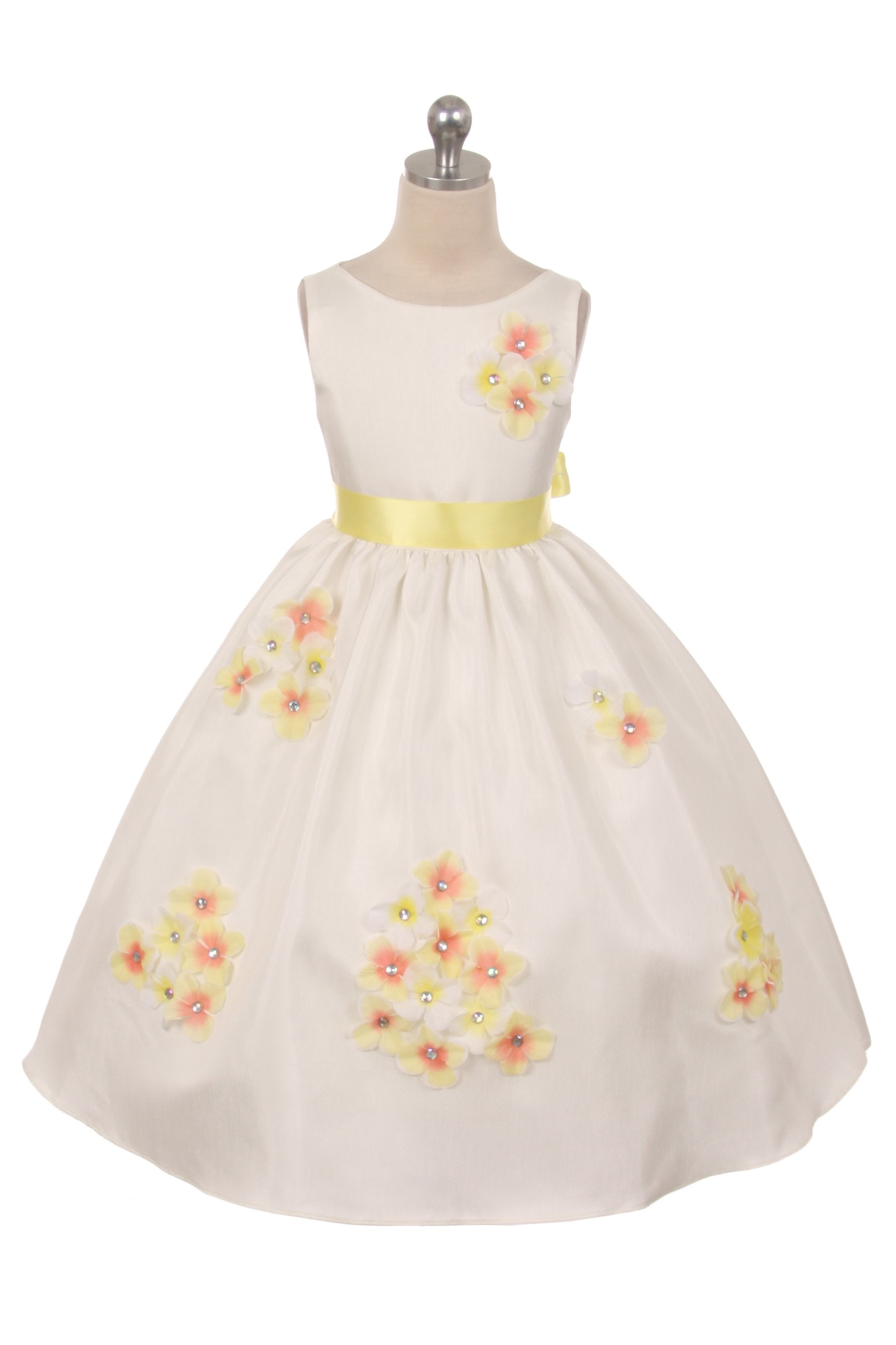 yellow flower girl dresses Kids Dream Big Girls Yellow Shantung Flower Petals Special Occasion Dress 8-14