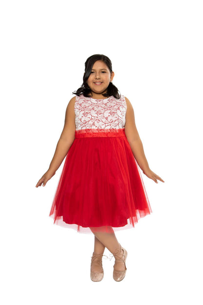 Dress - Stretch Lace Tulle Plus Size Girl Dress