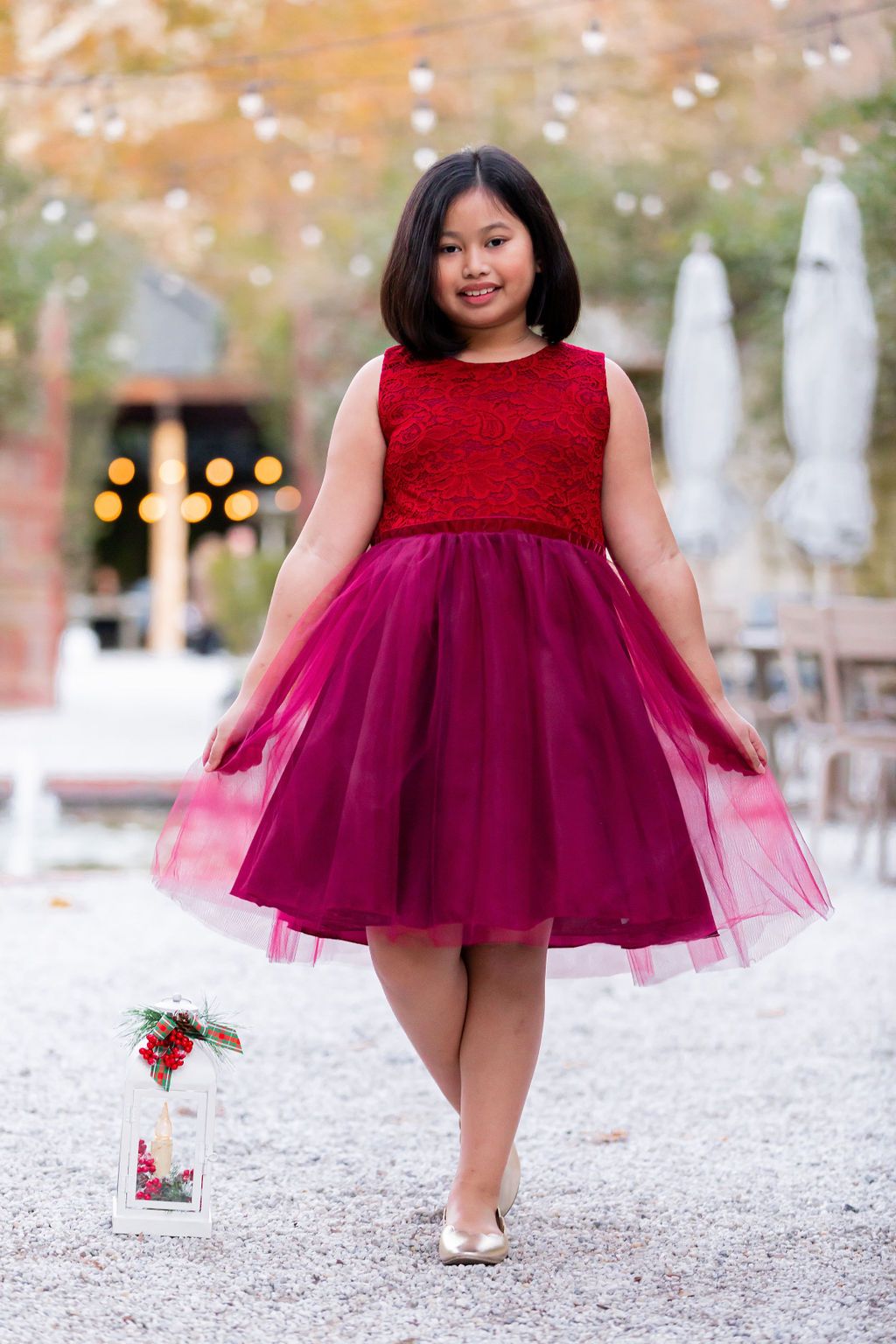Stretch Lace Tulle Velvet Trim Size Girl Dress – Kid's