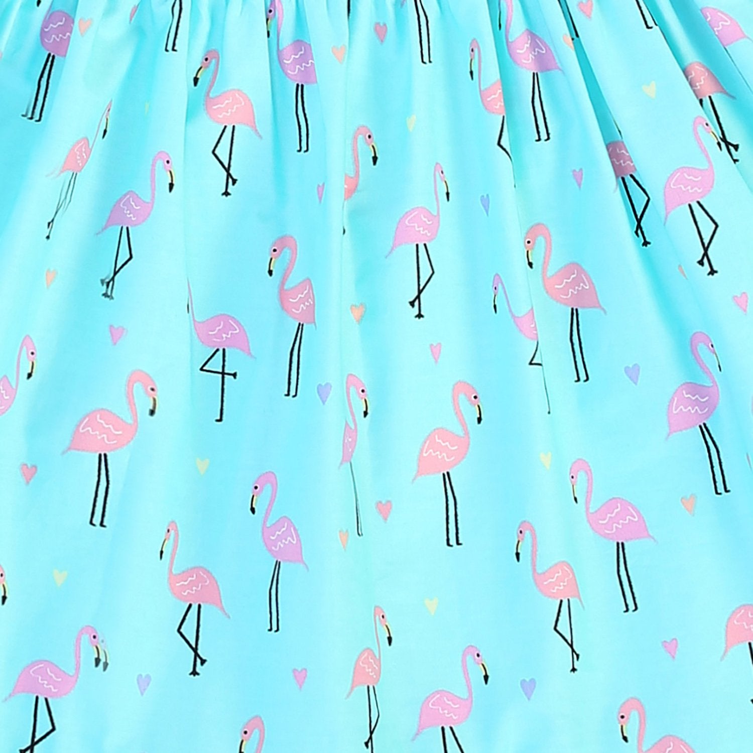 Dress - Teal Flamingo Cotton Shoulder Tie Dress