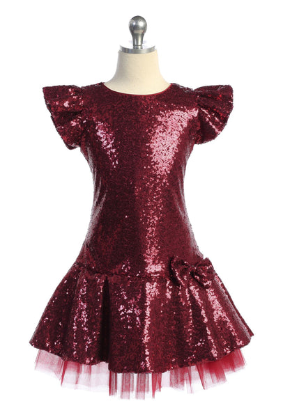 Sequin Ruffle Sleeve Tutu Dress