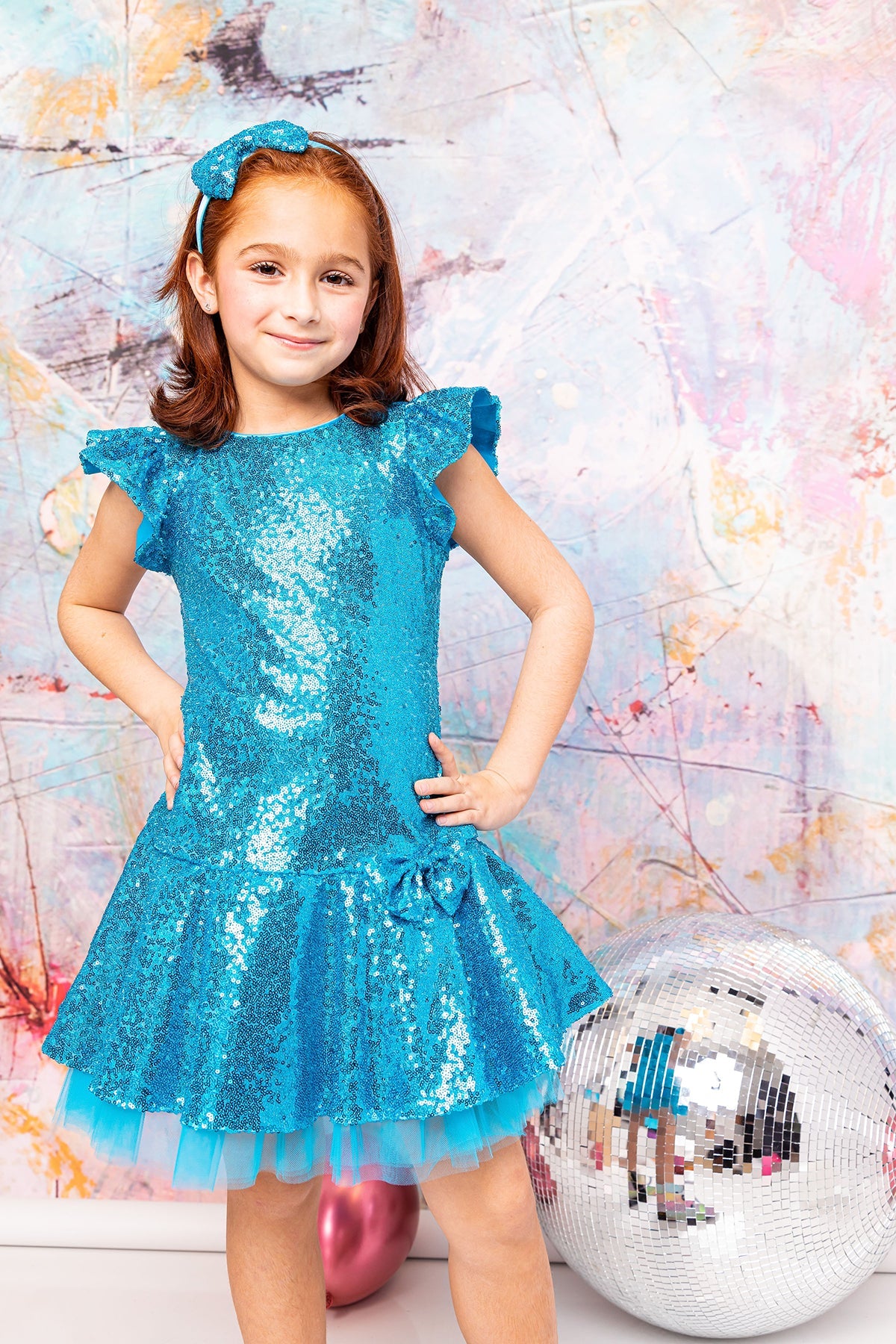 Sequin Ruffle Sleeve Tutu Girls Dress Kid's Dream Sequin Ruffle Sleeve Tutu Girls Dress Kid's Dream