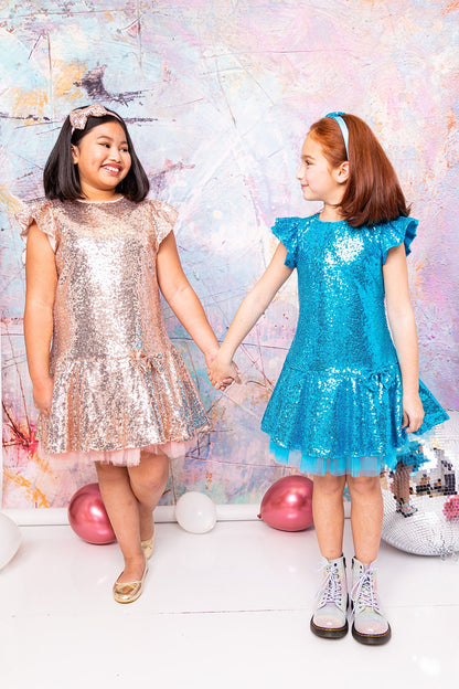 Sequin Ruffle Sleeve Tutu Plus Size Dress