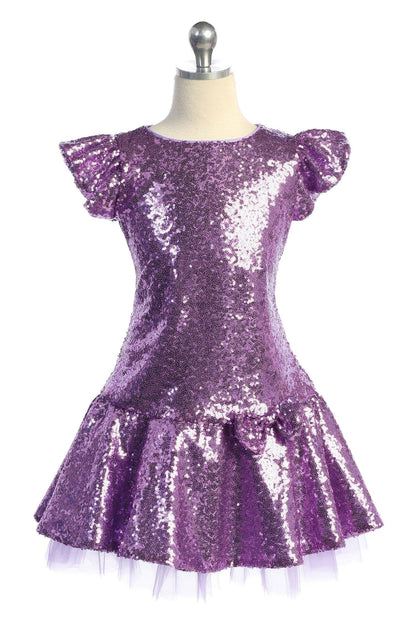 Sequin Ruffle Sleeve Tutu Plus Size Dress