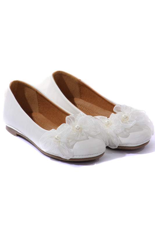 Shoes - Ballerina Slippers W/ Pearl Flowers